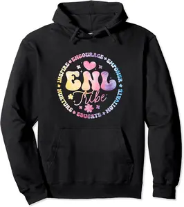 ENL Tribe Teacher Squad English New Language Squad Crew Pullover Hoodie - Elizabethmc Shop 91B0D3VG3RWD