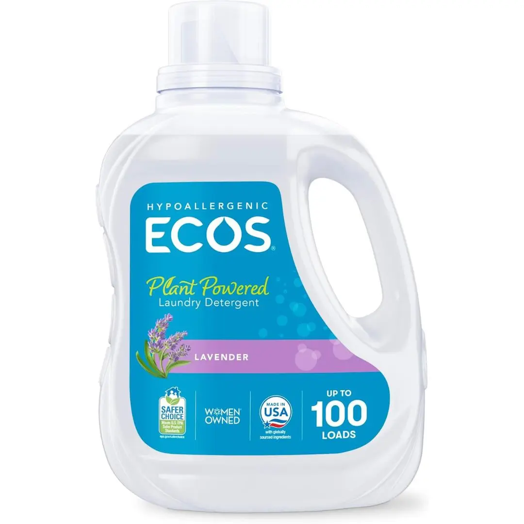 Laundry Detergent Liquid, 100 Loads - Dermatologist Tested Laundry Soap - Hypoallergenic, EPA Safer Choice Certified, Plant-Powered - Lavender, 100 Fl Oz
