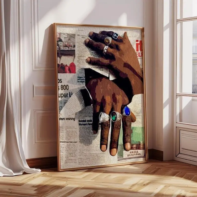 Afrocentric Urban Black Wall Art Poster, Ethnic Home Aesthetic, Bold African Prints Wall Art