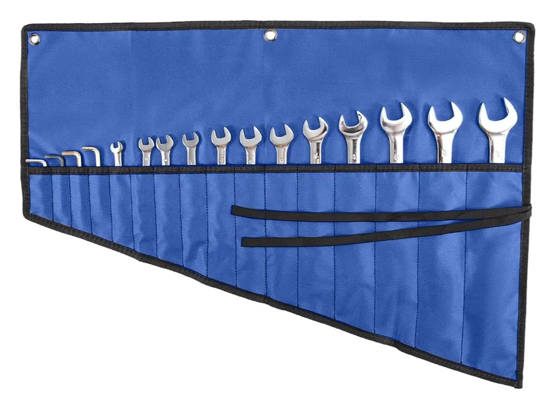 Wrench Organizer,Tool Roll Pouch – 16-Pocket Waterproof Oxford Cloth Wrench Roll Organizer for Garage, Workshop, Field Service & Home Repairs – For Mechanics & DIY Professionals(Blue)