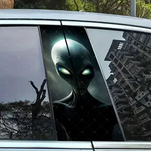 Alien Car B-Pillar Protection Sticker Set, Easy Peel & Stick, Sunproof Waterproof Scratch-Resistant, Fits All Vehicles, Car Exterior Decoration