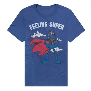 Super Grover Sesame Street Adult T Shirt Royal Blue