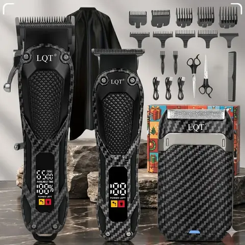 LQT Professional Hair Clipper and Beard Trimmer Grooming Kit for Men, Cordless USB Rechargeable Set with Stainless Steel Blades, LED Display, and Long Battery Life, Usb Rechargeable Clipper, Abs
