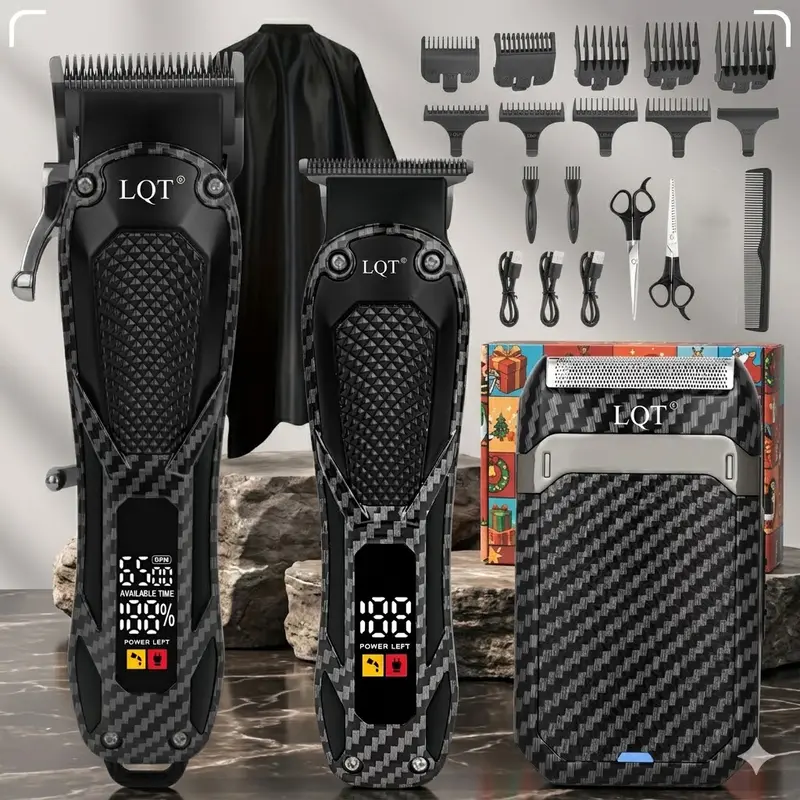 LQT Professional Hair Clipper and Beard Trimmer Grooming Kit for Men, Cordless USB Rechargeable Set with Stainless Steel Blades, LED Display, and Long Battery Life, Usb Rechargeable Clipper, Abs