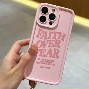 A Pink Phone Case with English Letter Quotes Suitable for Iphone Models 11, 12, 13, 14, 15, 16, 17,  Including Pro Max, XS, XR, X, 7, 8 Plus, And SE Series. Perfect As a Gift for Christmas And Halloween for Girlfriends, Boyfriends, And Friends.