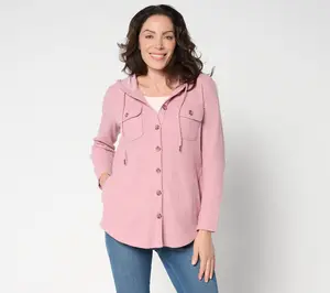 Belle by Kim Gravel Chunky Waffle Hooded Shacket