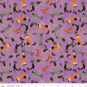 Ghoul Friends Boots Toss Purple - 16052-PURPLE - Riley Blake Designs - Halloween Fabric -  Cotton Fabric by the yard
