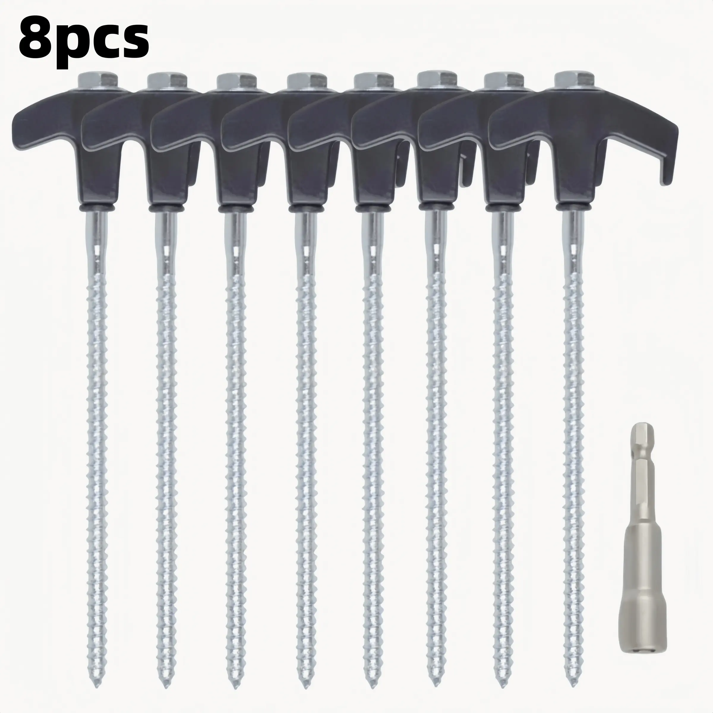 Tent Stakes, Portable Spiral Ground Pegs with Plastic Handle & Screw Thread, Outdoor Camping Hiking Accessories, Outdoor Camping Equipment, Camping Accessory, Camping Supplies