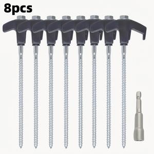 tent stakes, portable spiral ground pegs with plastic handle & screw thread, outdoor camping hiking accessories