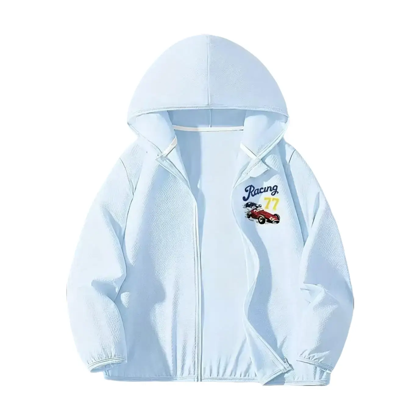 1-piece pack, boys' sun protection jacket, lightweight summer style, loose fit, durable and wear-resistant, fashionable and versatile, hooded cardigan design, skin-friendly clothing for children, quick-drying, cool to the touch, comfortable and breathable