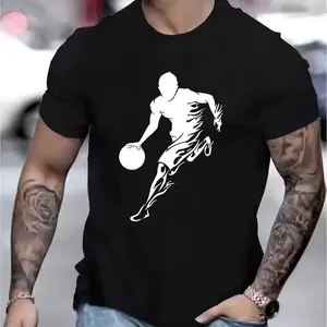 Men's thick cotton single-sided printed crew neck short sleeve T-shirt, suitable for summer and autumn wear, as a New Year birthday gift for friends., 100% cotton