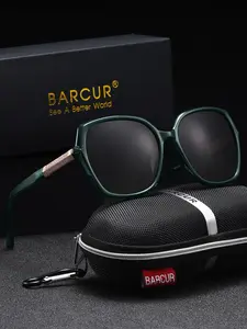 BARCUR PC Material Oversized Geometric Frame Gradient Lens Polarized Sunglasses Unisex UVA&B Protection Lightweight Comfortable Daily Wear Decoration Christmas Holiday Gift Selection