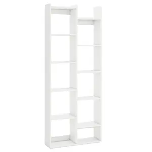 COSTWAY - 11-Tier Modern Book Organizer Bookcase with Anti-Tipping Kits-White