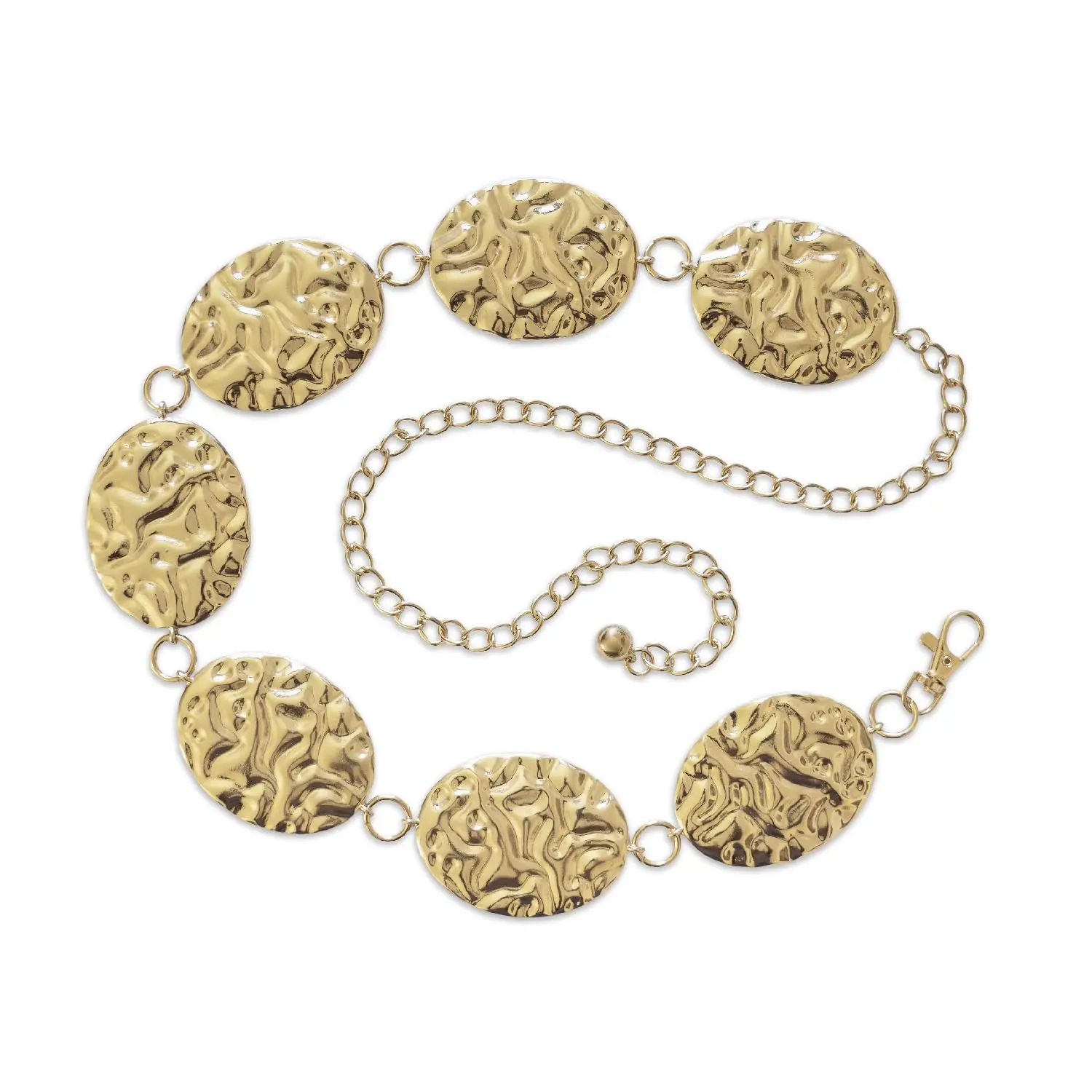 Chicos Gold Tone Metal Chain Belt S/M New NWT Hammered Boho Festival Trendy Chico main image 3