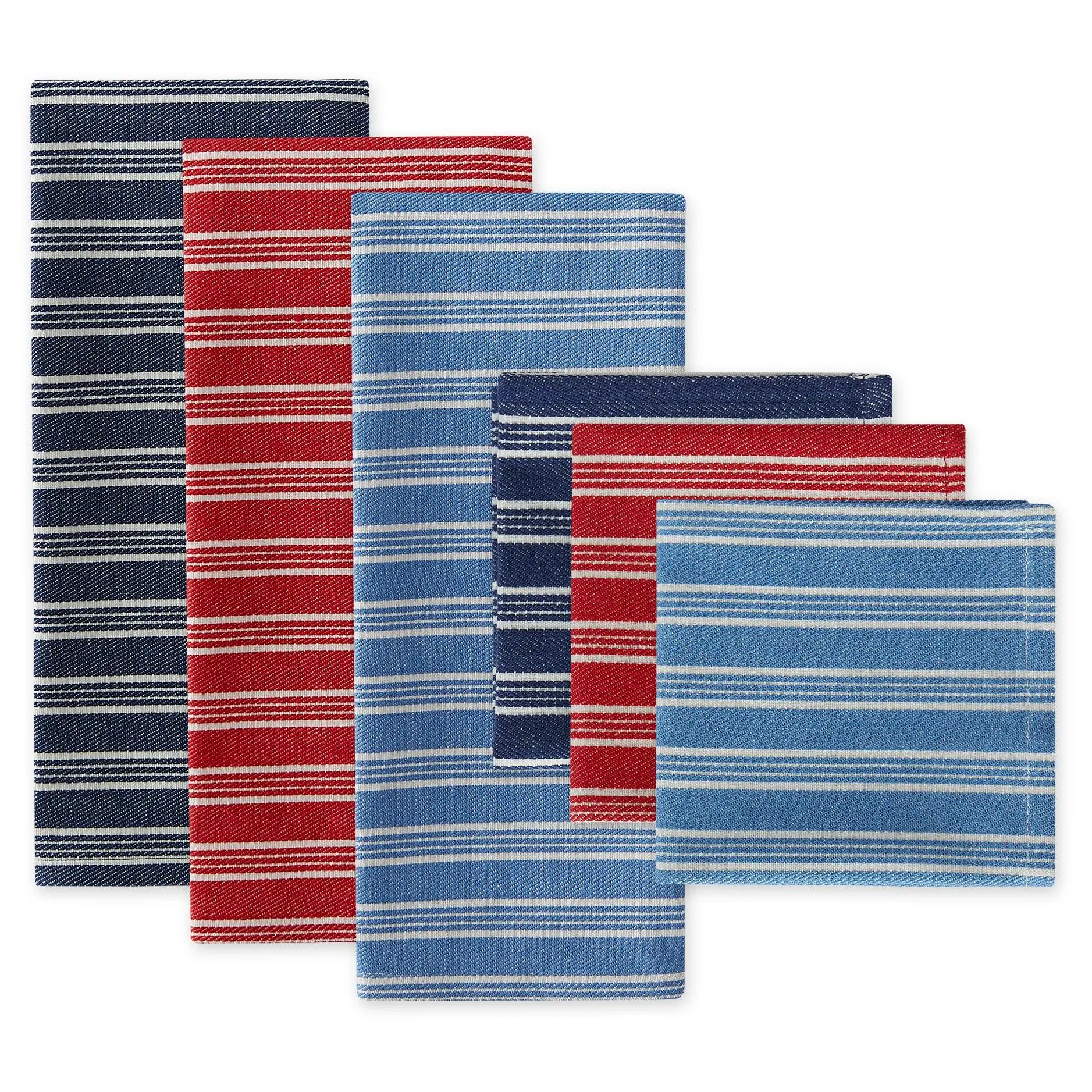 Design Imports Starboard Stripe Kitchen Towel &Dishcloth Set