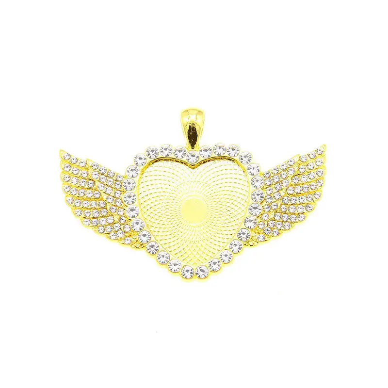 X459 13 Golden Heart Wing Pendant Empty