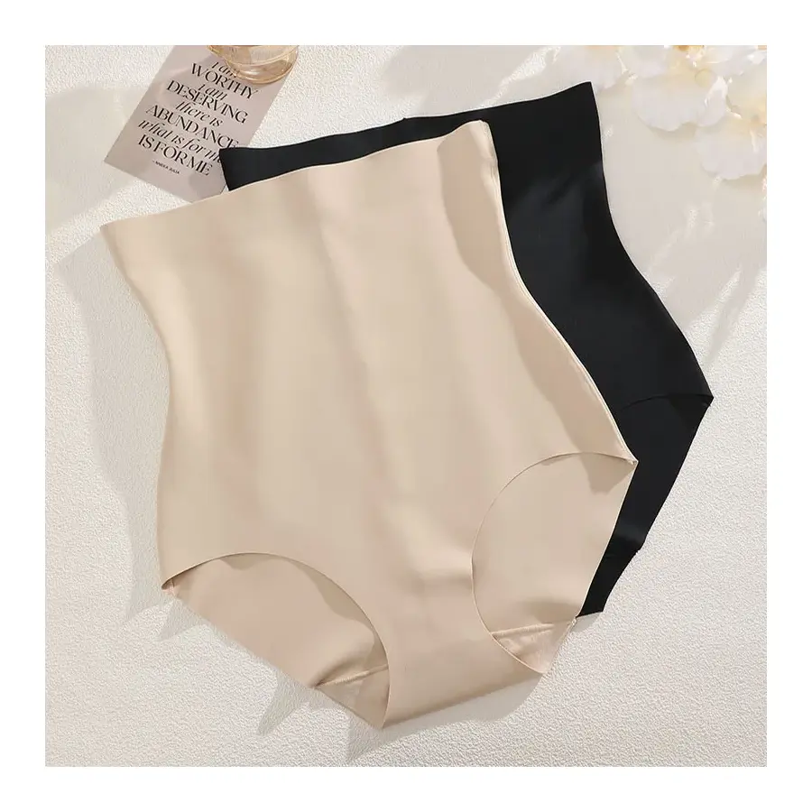 FINETOO 1Pc 2024 New High Waist Tight Belly Ice Silk Underwear for Women Seamless Thin Strong Postpartum Tight Belly Shape Pants