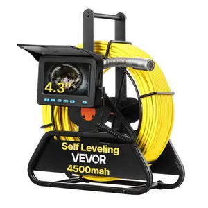 VEVOR Sewer Camera, 164 ft/50m, Self-Leveling Drain Inspection Camera with 4.3 1080P HD Screen, IP68 Waterproof Snake Plumbing Camera with Lights - 12 LEDs 16GB Card for Sewer Line Duct Pipe