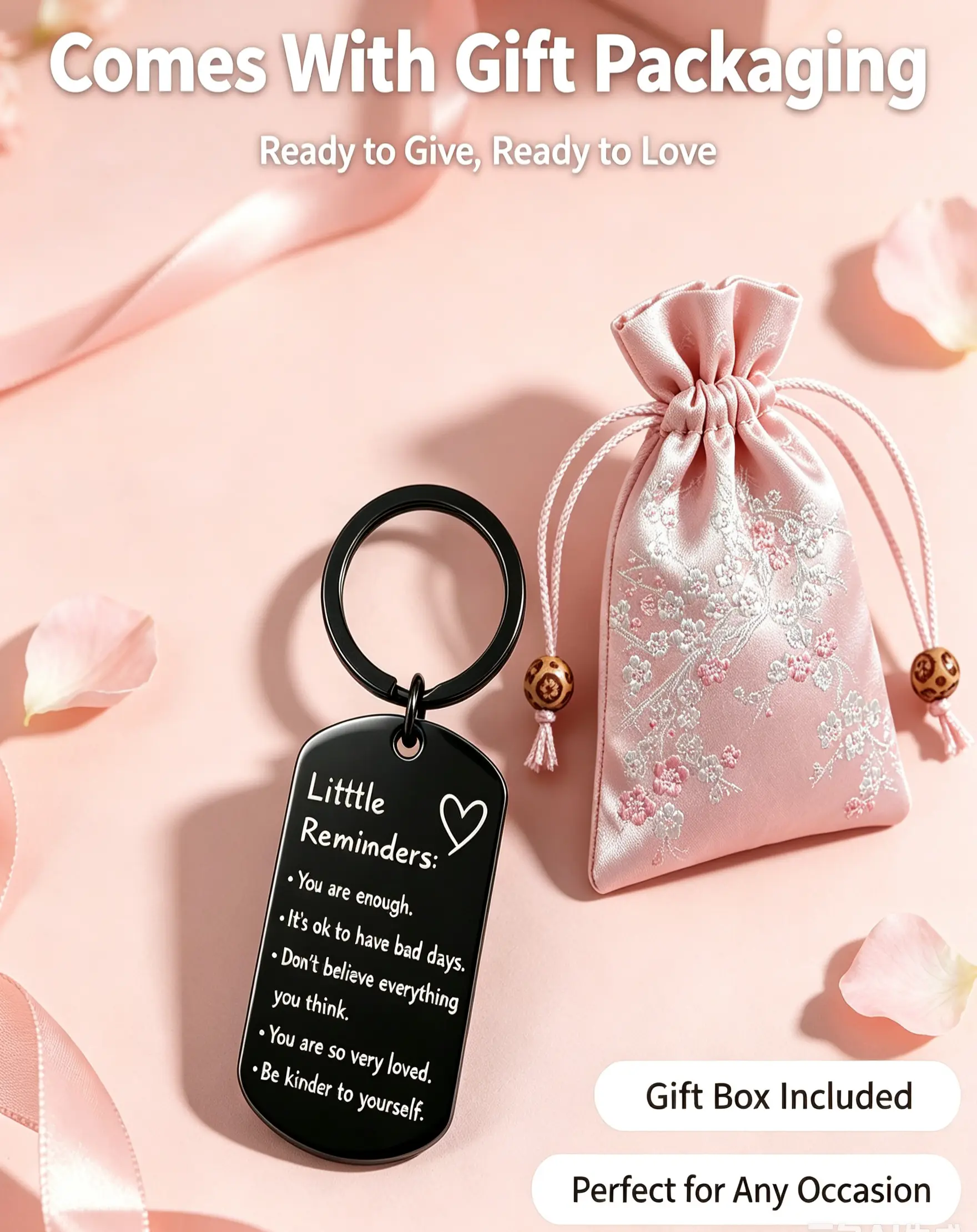 Little Reminders Keychain for Women Men, You Are Enough Inspirational Keyring, Uplifting Gift for Friends Inspirational Gift for Women, Friends & Loved Ones, Little Reminders Keychain for Women MenPositive Reminder Keyring with Gift Packaging