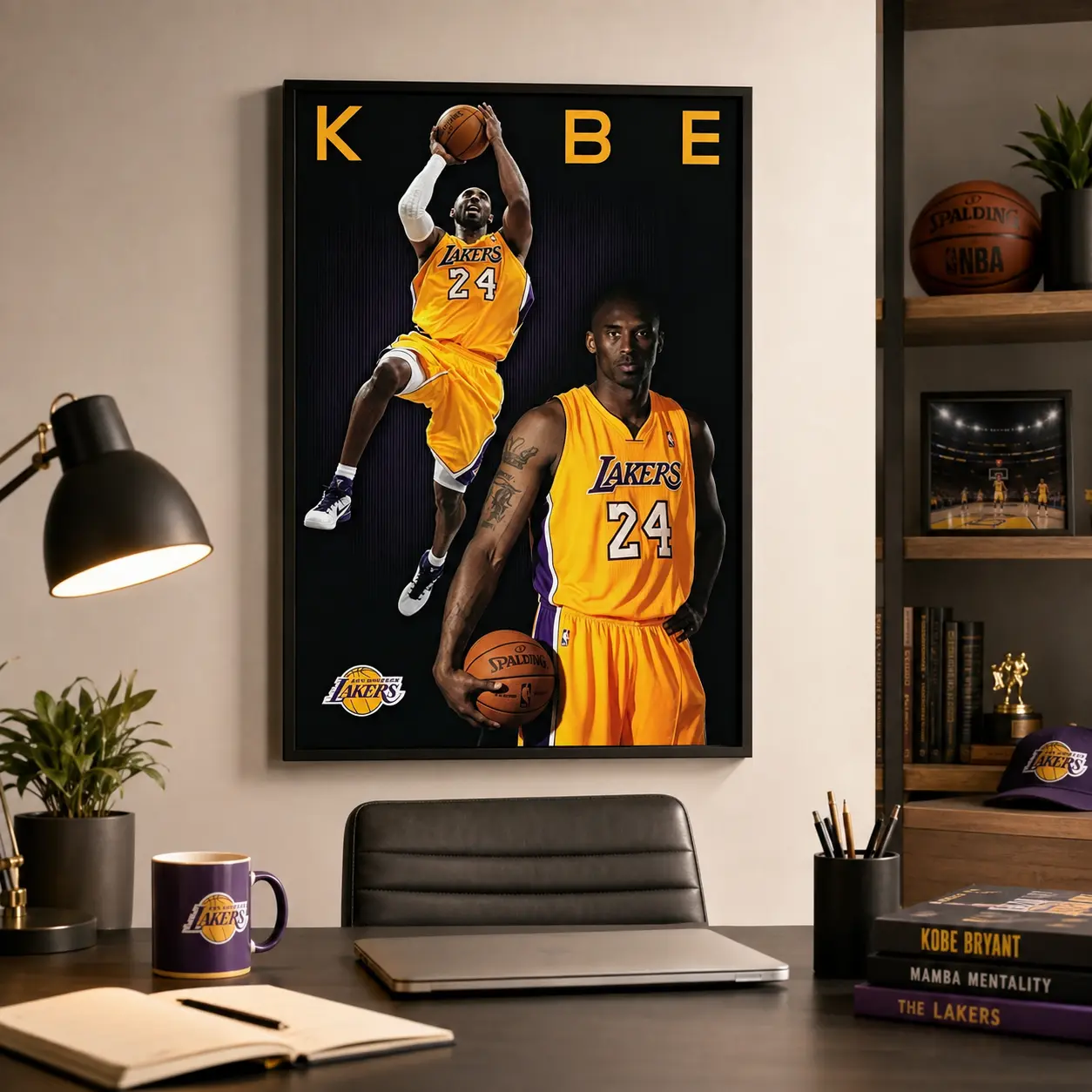 Kobe Bryant Motivational Poster， Lakers 24 Basketball Sports Poster, Cool Athlete Canvas Print, fall decor 2026, Unframed Sports Decor Picture for Man Cave Bedroom Gym Home Decor