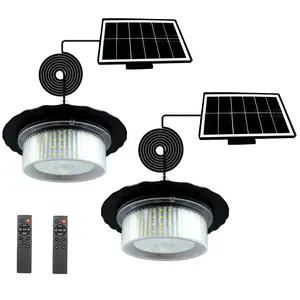 Solar Light Outdoor Motion Sensor Lights 360° Waterproof Solar Powered Pendant Light with Remote Control 5 Modes Timer Settings for Home Shop Garage Patio Yard