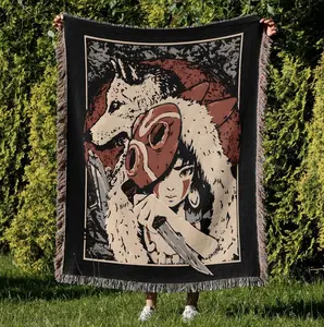 Anime Hand Woven Cozy Blanket, Manga Tapestry Throw, Suitable As Snuggle Blanket Or Woven Wall Hanging, Gift For Anime Fan, Anime Gift Woven Blanket Woven Blanket