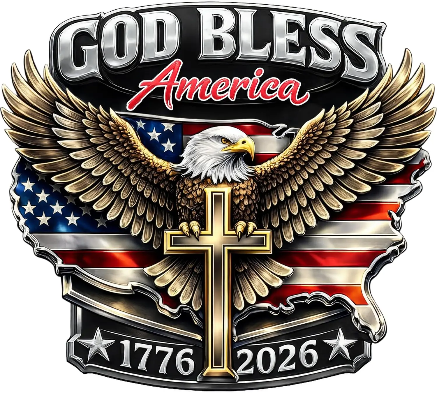 2pcs God Bless America 250th Anniversary USA Car Decal Sticker, Patriotic Bald Eagle 1776–2026 Vinyl for Car, Truck, Window, Laptop, 250 Years American Independence Bumper Stickers
