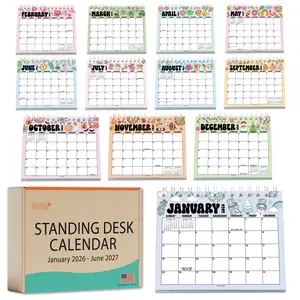 Hadley Designs 2026-2027 Standing Flip Planner 6x8-inch Colorful Desktop Calendar for Home Office School Easy Page Flipping 18-Month American Design Aesthetic Significant Dates