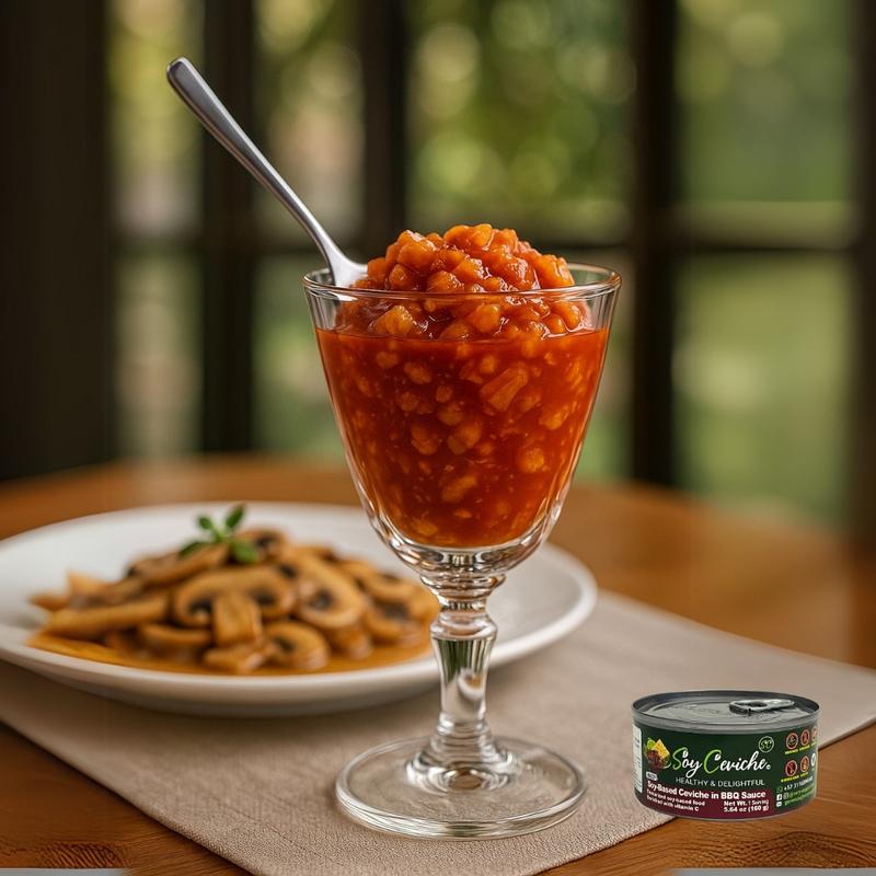 (4-Pack ) Soy Ceviche–Honey Mustard & BBQ (Spicy & Mild)–5.64oz–Vegan Protein–Gluten Free– Ready to eat Fiber Iron