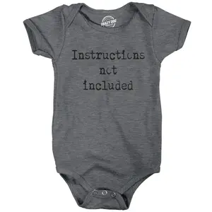 Instructions Not Included Baby Bodysuit Funny Parenting Tutorial Joke Jumper for Infants Funny Baby Onesies Funny Sarcastic Onesie Novelty Onesie Dark Grey