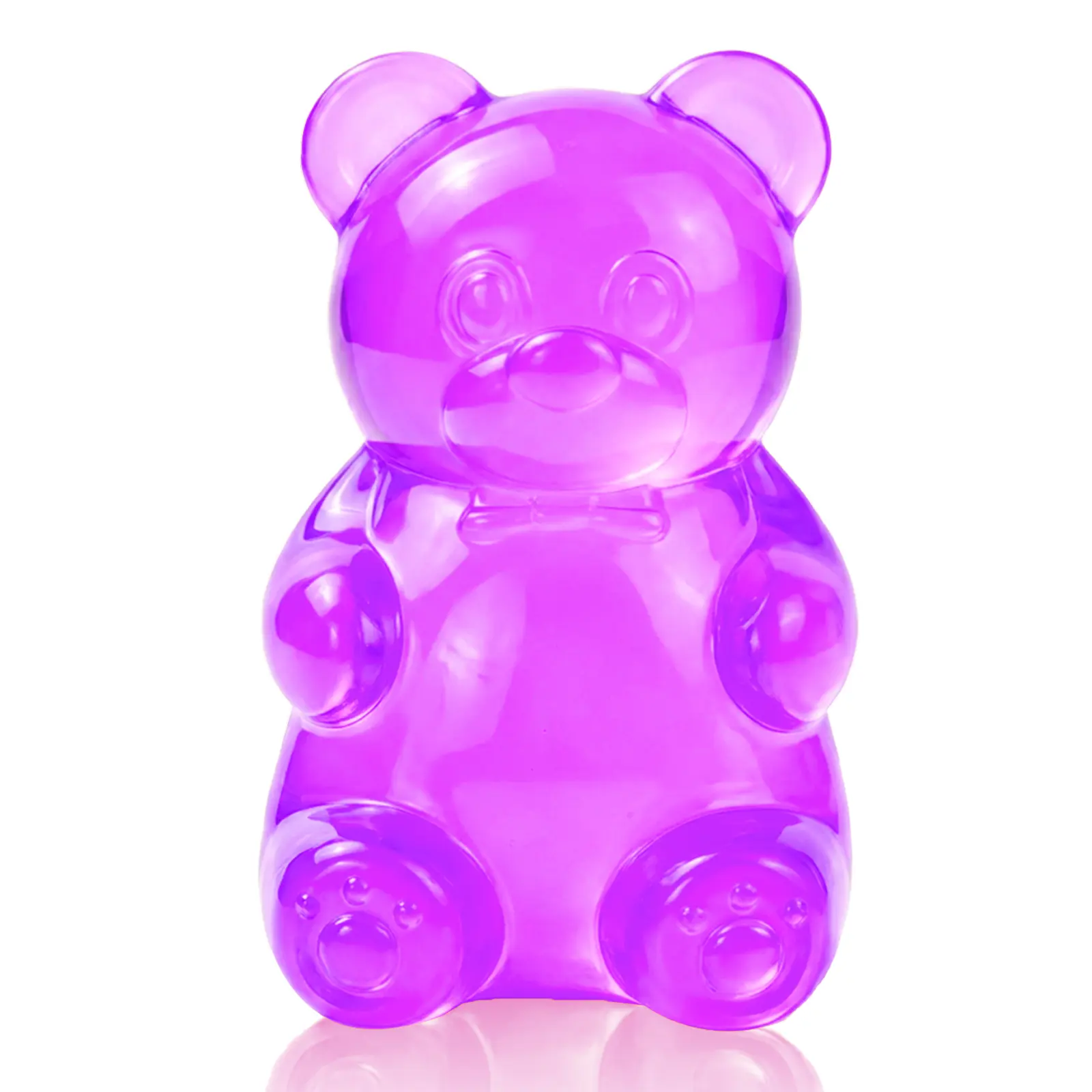 Purple Gummy Bear Squishy Toy Cute Silicone Jelly Soft Clear Sensory Stress Ball for Anxiety Office Desk School Travel Road Trips Kids Adults Party Favors Goodie Bags Classroom Rewards Easter Basket Stuffers Stocking Stuffer Gift Ideas