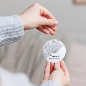 Toronto Ornament Ceramic Christmas Tree Decoration with City Map Design Holiday Gift Keepsake for Canada Lovers