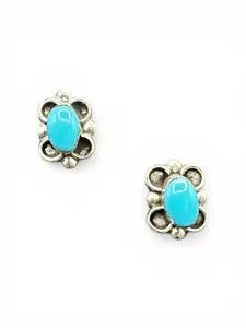 Small Butterfly Stud Earrings – Sterling Silver and Genuine Sleeping Beauty Turquoise -  Authentic Native American Handmade - American Sterling Silver - Made in USA