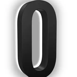 5 Inch LED House Number, 5000K Backlit White Light, Weatherproof ABS Polymer, Illuminated Home Address Sign for Outdoor Visibility (0, Black)