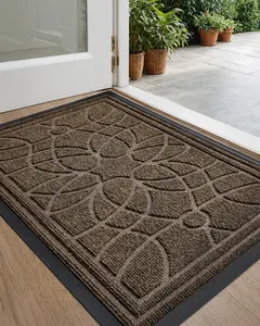 LUMI Front Door Mat Outside Entrance, Heavy Duty Non Slip Low Profile Doormat for Entryway, Trap Dirt and Moisture Welcome Mats, Easy Clean, Patio, Garage, 3x2, Brown