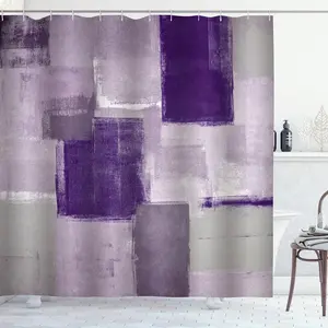 Purple Abstract Shower Curtain Purple and Grey Modern Ombre Art Painting Shower Curtains for Bathroom Waterproof Polyester Fabric Bathroom Curtain
