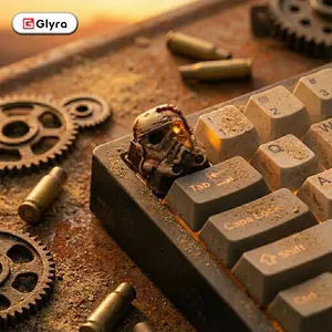 Glyra Death Skull Theme Keycap – Custom Resin Artisan Mechanical Keyboard Keycap, Sci-Fi Skull Design Compatible with Cross-Shaped (Universal) Switches – Cool Geek Collectible & Unique Gift for Boyfriend or Someone Special  collection