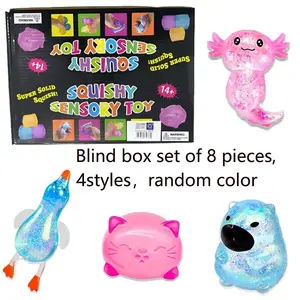 Animal Style Stress Relief Squeeze Toys Set, Slow Bounce Squishy Fun Party Favors, Creative Venting Gift Box, 8 Piece