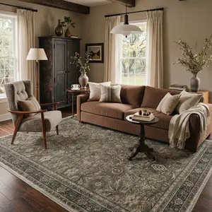 【Summervibes】GENIMO Soft Area Rug – Pet Friendly, Non-Slip, Machine Washable Floor Rug, Perfect Home Carpet for Living Room, Bedroom, Kitchen, Hallway, Stylish Interior Decor ,ARP049-BROWN