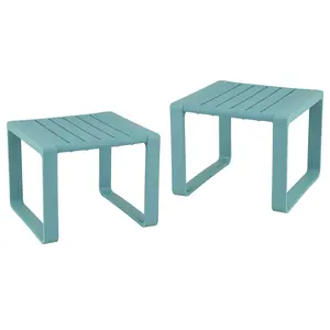 COSTWAY - Weather Resistant Adirondack Outdoor Side Table Set of 2-Blue