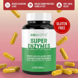 GoBiotix Super Enzymes Digestive Supplement – 15 Plant-Based Enzymes + Prebiotics & Probiotics – Supports Digestion, Eases Bloating & Indigestion, Boosts Gut & Immune Health