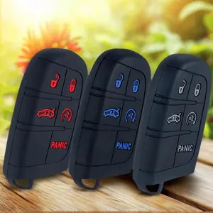 silicone Car Key Cover protector Key Fob Shell accessories for Jeep Grand Cherokee Compass Dodge Charger Chrysler rubber remote case holder