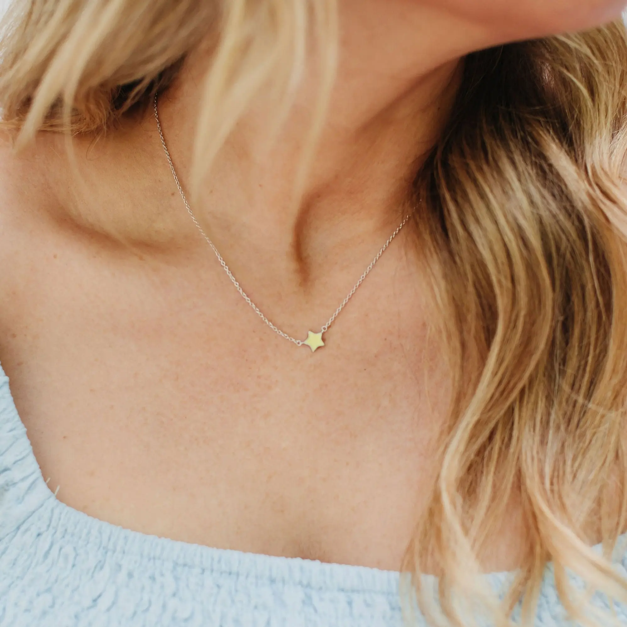 Mini Enamel Star Necklace in Yellow