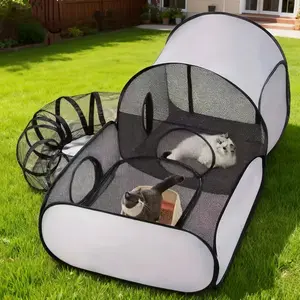 A Versatile Cat Playpen That Features a 360-Degree Tunnel, Made from Soft And Breathable Mesh. It Requires No Assembly And Can Be Set Up in One Second. Comes with a Storage Bag