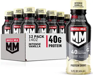 Muscle Milk PRO Series 40g Protein Shake, Intense Vanilla, 14oz (Pack of 12)