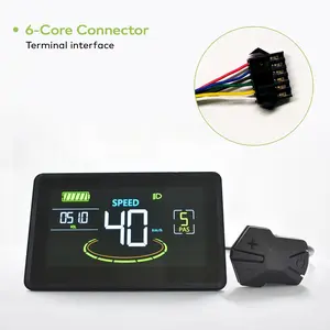 Waterproof Electric Bicycle Display H6c Sm6pin Interface, Uart 2 Protocol Compatible, Wired Connection Controller Accessory
