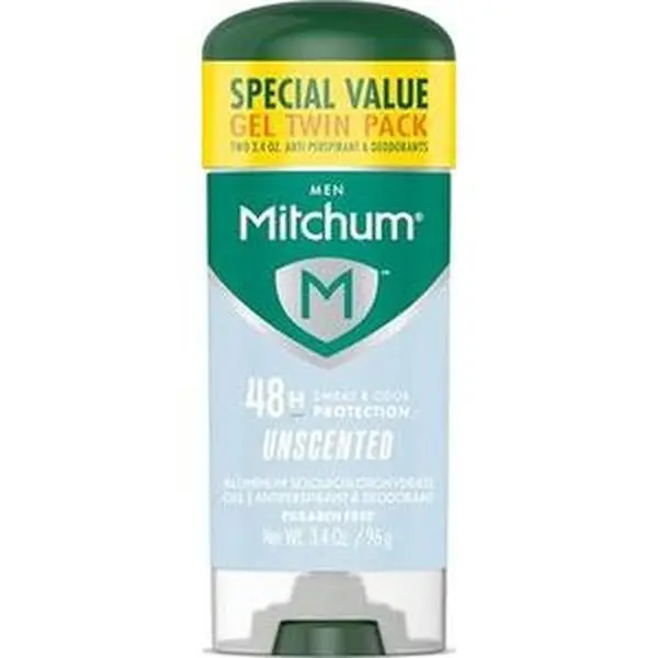 Mitchum Men’s Antiperspirant Deodorant Gel, Unscented, 2 pack | Gel antiperspirant deodorant for men provides up to 48HR ultra-powerful sweat + odor protection. Unscented.