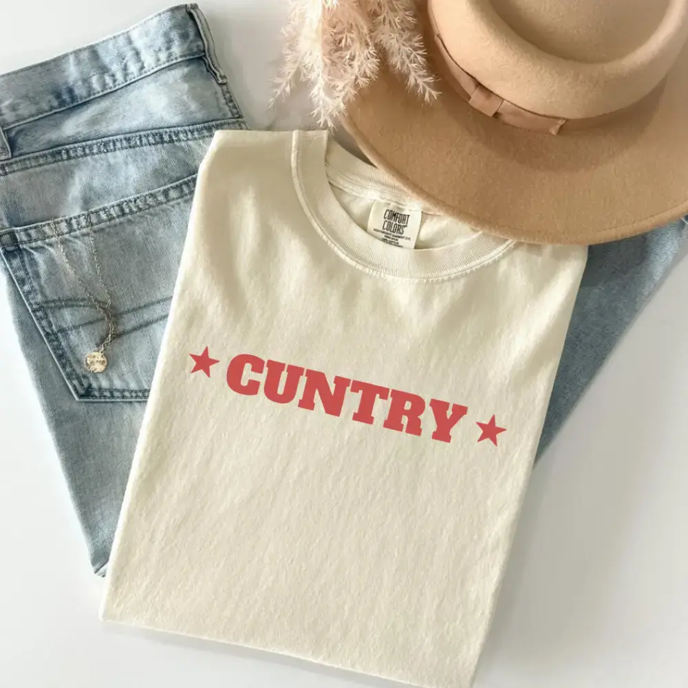 Cuntry Comfort Colors Shirt, Country T-Shirt, Country Gift, Western Tee, Women's Rodeo Shirt, Cowgirl TShirt, Country Concert Music Festival