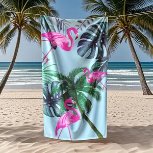 Colorful Flamingo Pattern Beach Towel, Tropical Towels, Quick Drying Sand-free Lightweight Absorbent Towel for Beach, Pool, Yoga, Bathroom and Travel