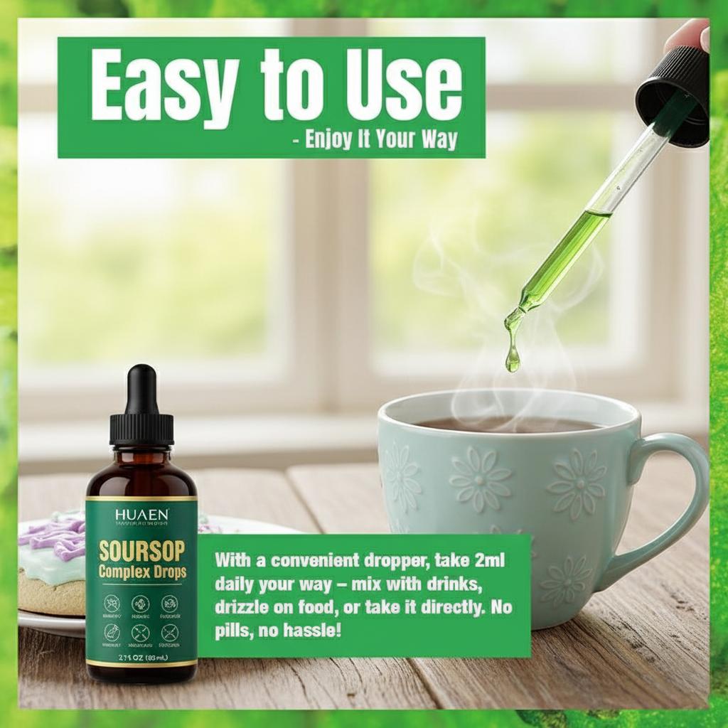 HUAEN Pure Soursop 10 in 1 Liquid Drops Extract - Seamoss,Moringa,Black Seed Oil,Turmeric,Oregano Liquid Drops for Immune System and Gut Health Support